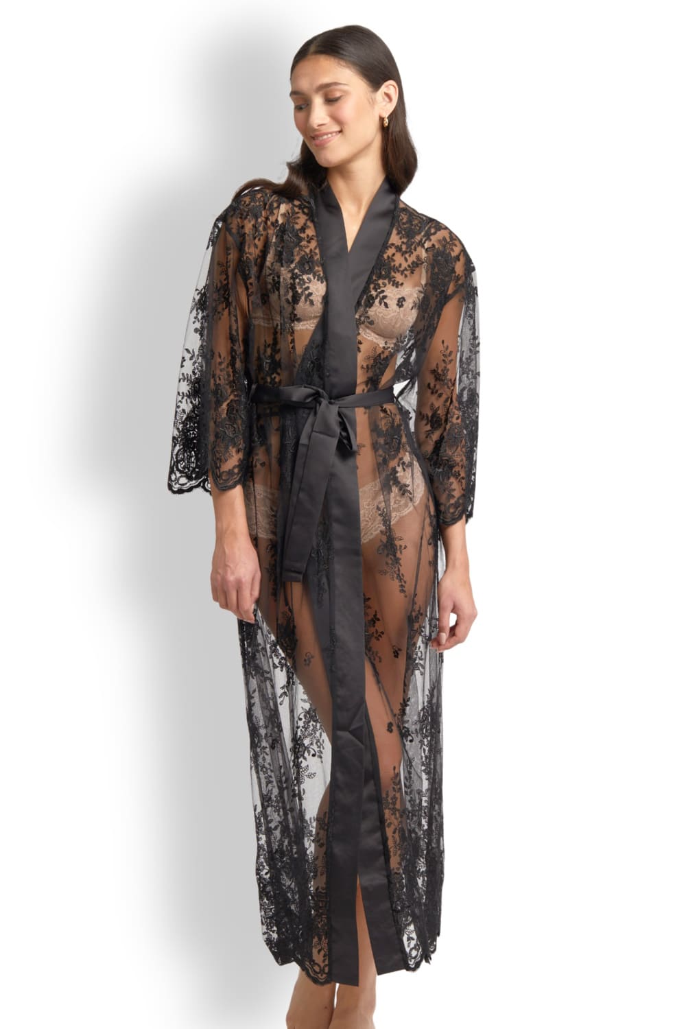 Халат из прозрачной ткани с цветочной вышивкой Rya Collection Darling 220