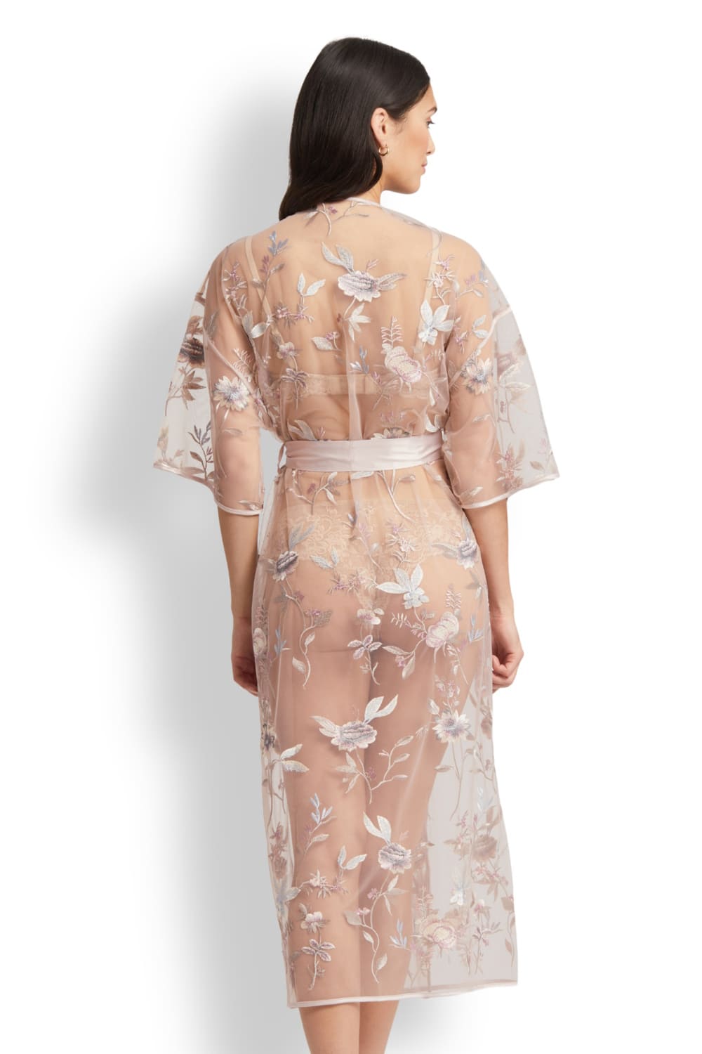 Халат из прозрачной ткани с цветочной вышивкой Rya Collection Stunning 307