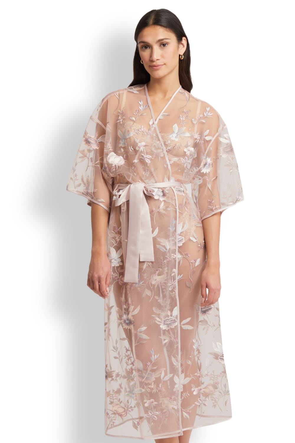 Халат из прозрачной ткани с цветочной вышивкой Rya Collection Stunning 307