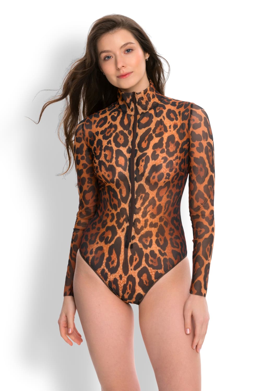 Слитный купальник с длинным рукавом на молнии с UV-защитой Леопард 25 RoDaSoleil