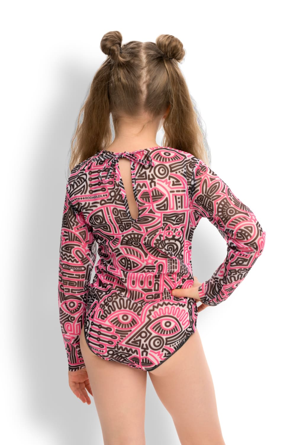 Детский слитный купальник с длинным рукавом и UV-защитой Doodling Fucsia RoDaSoleil