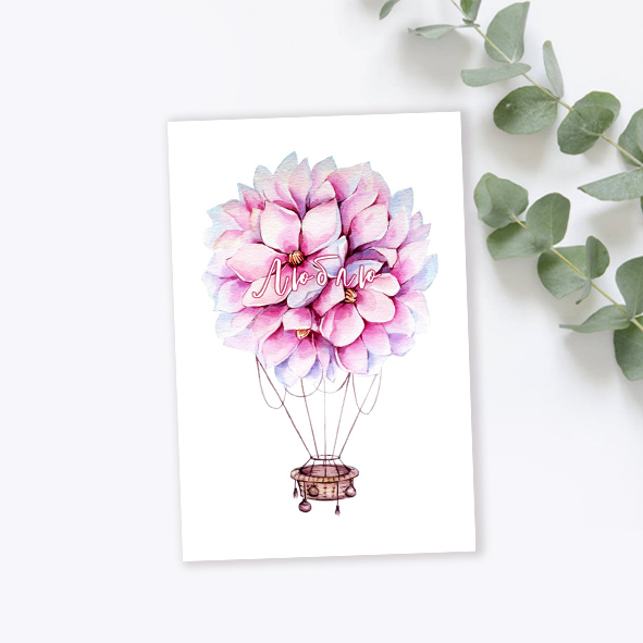 Мини-карточка "Воздушный шар из цветов"