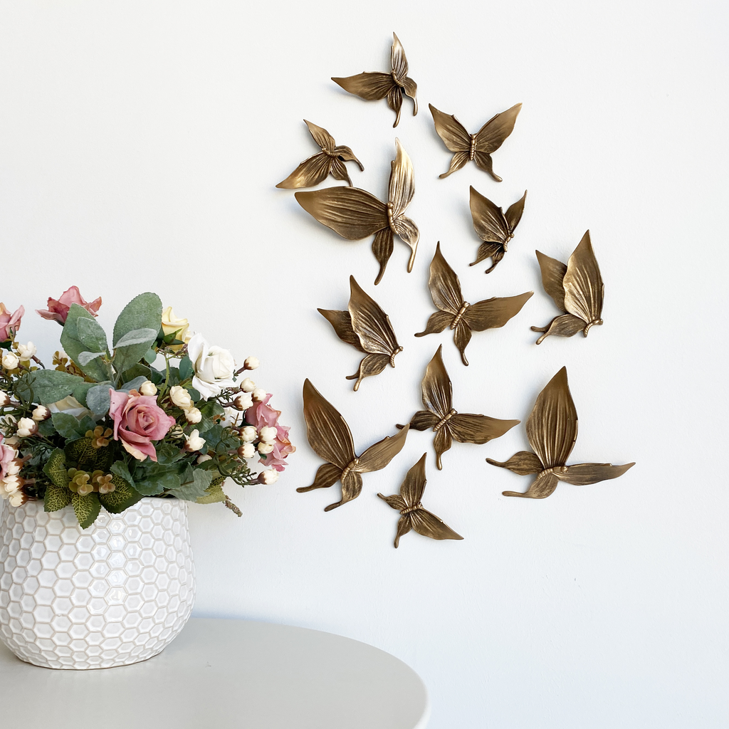 Декор для дома набор настенных бабочек "Butterflies mini" 15 шт. из искусственного камня в цвете серебро