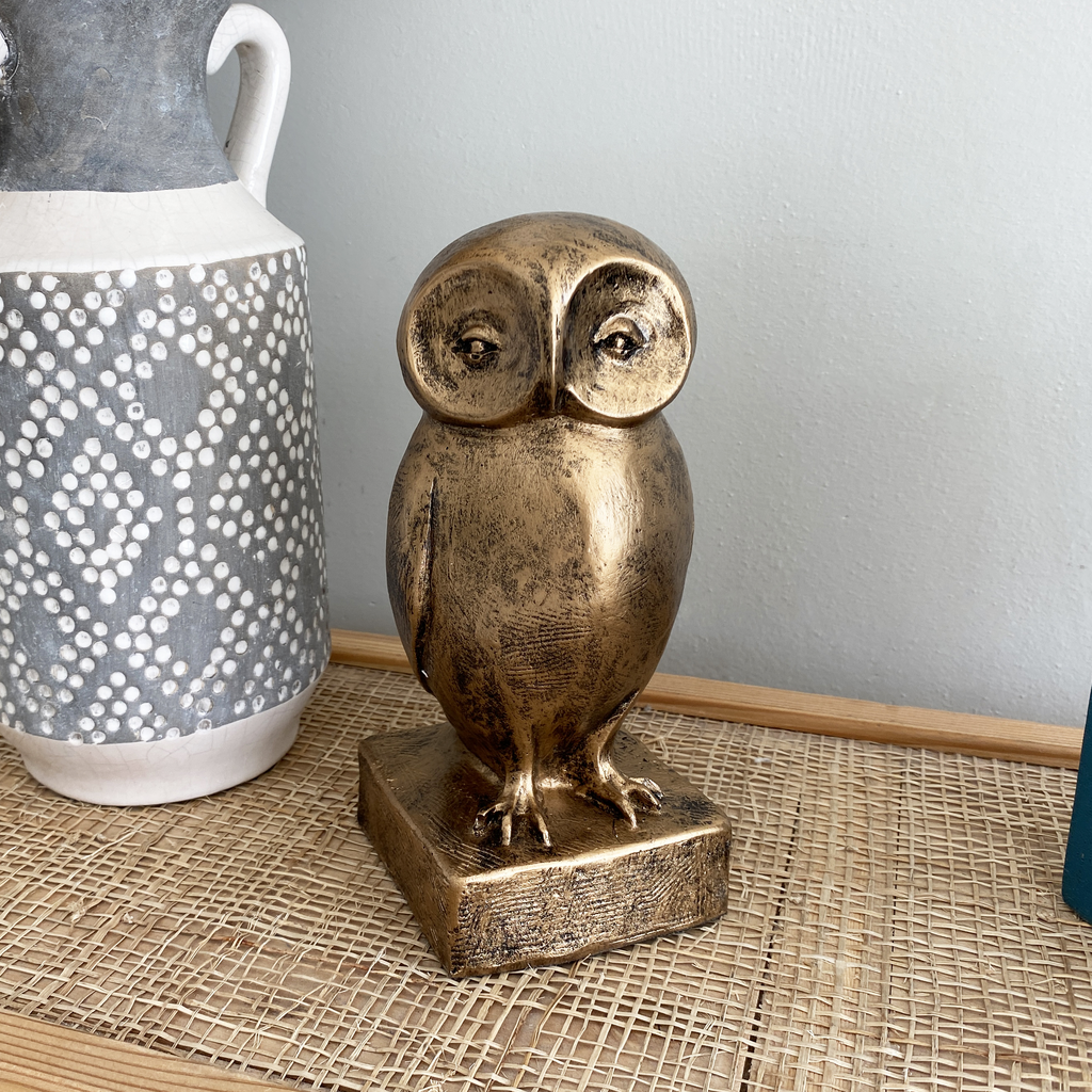 Статуэтка декор для дома сова "Selva" из искусственного камня в цвете Бронза