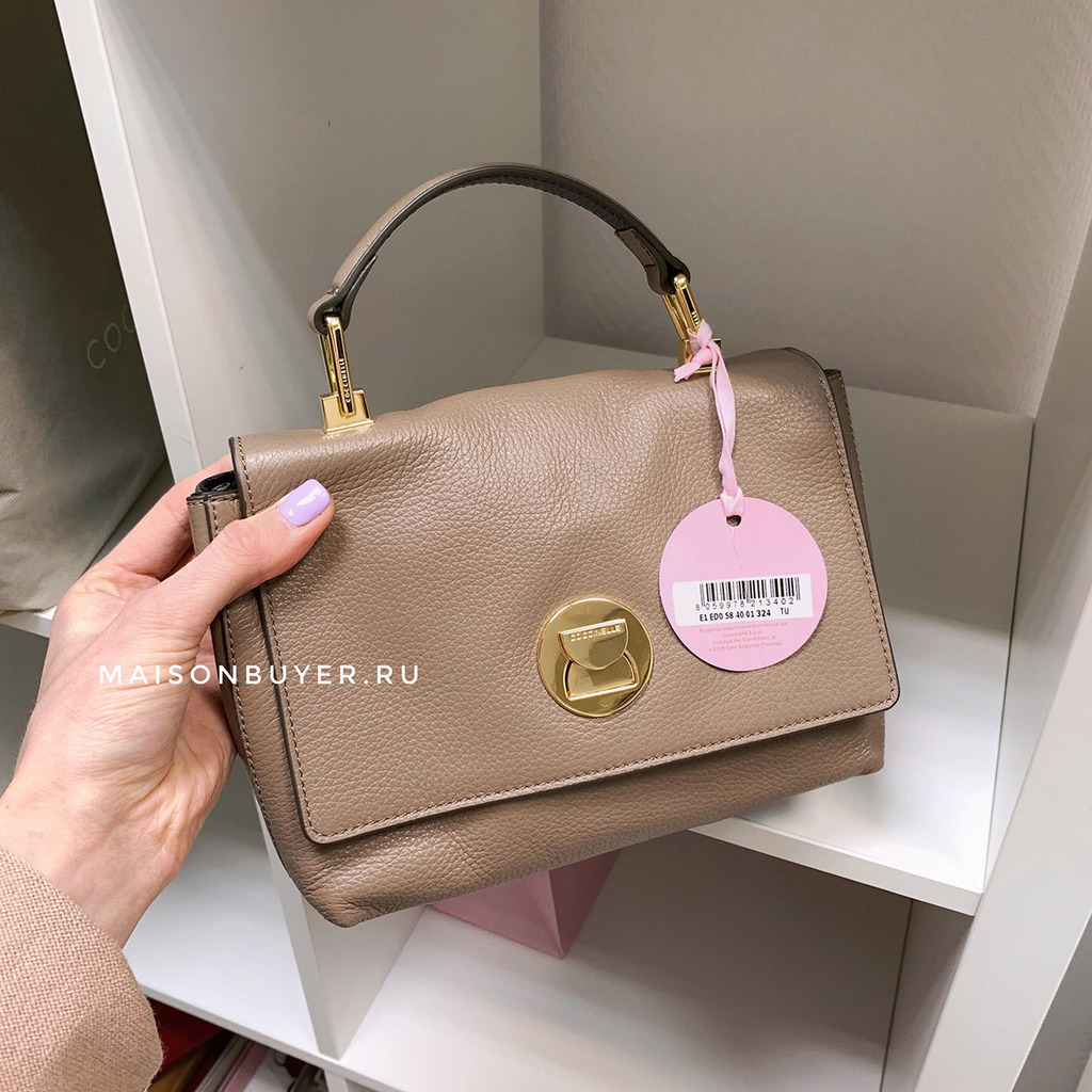 сумка Coccinelle liya top handle mini taupe bag