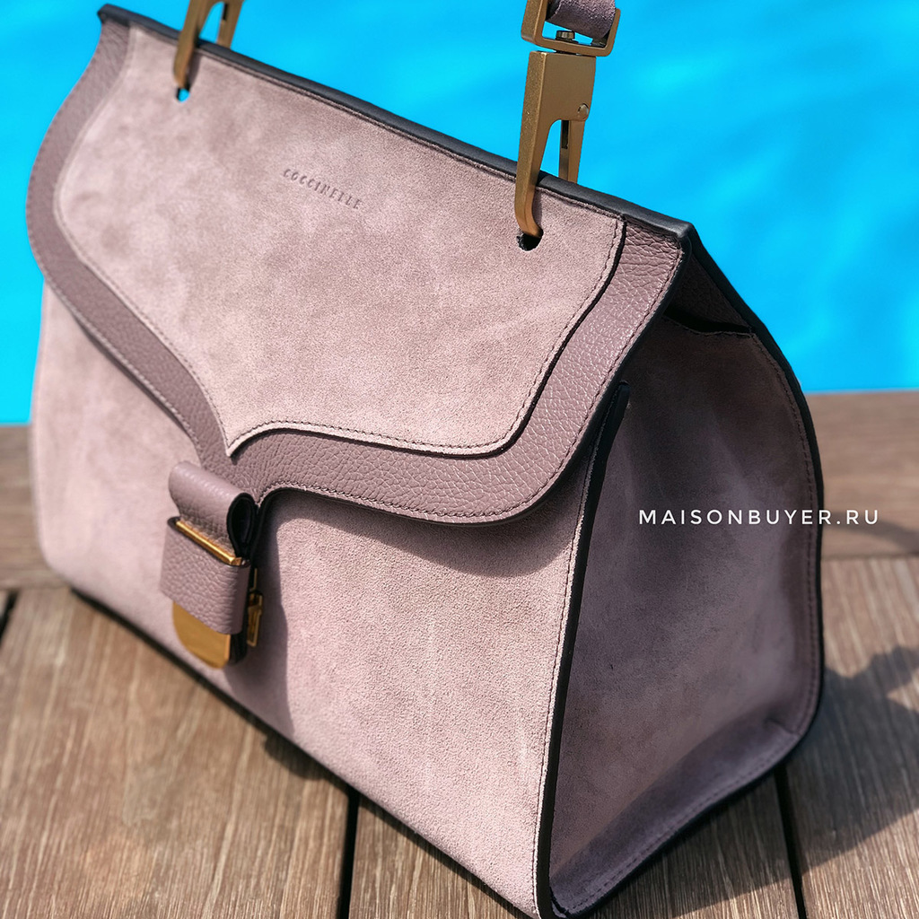 сумка Coccinelle phebe suede medium цвет bean / серо-сиреневый