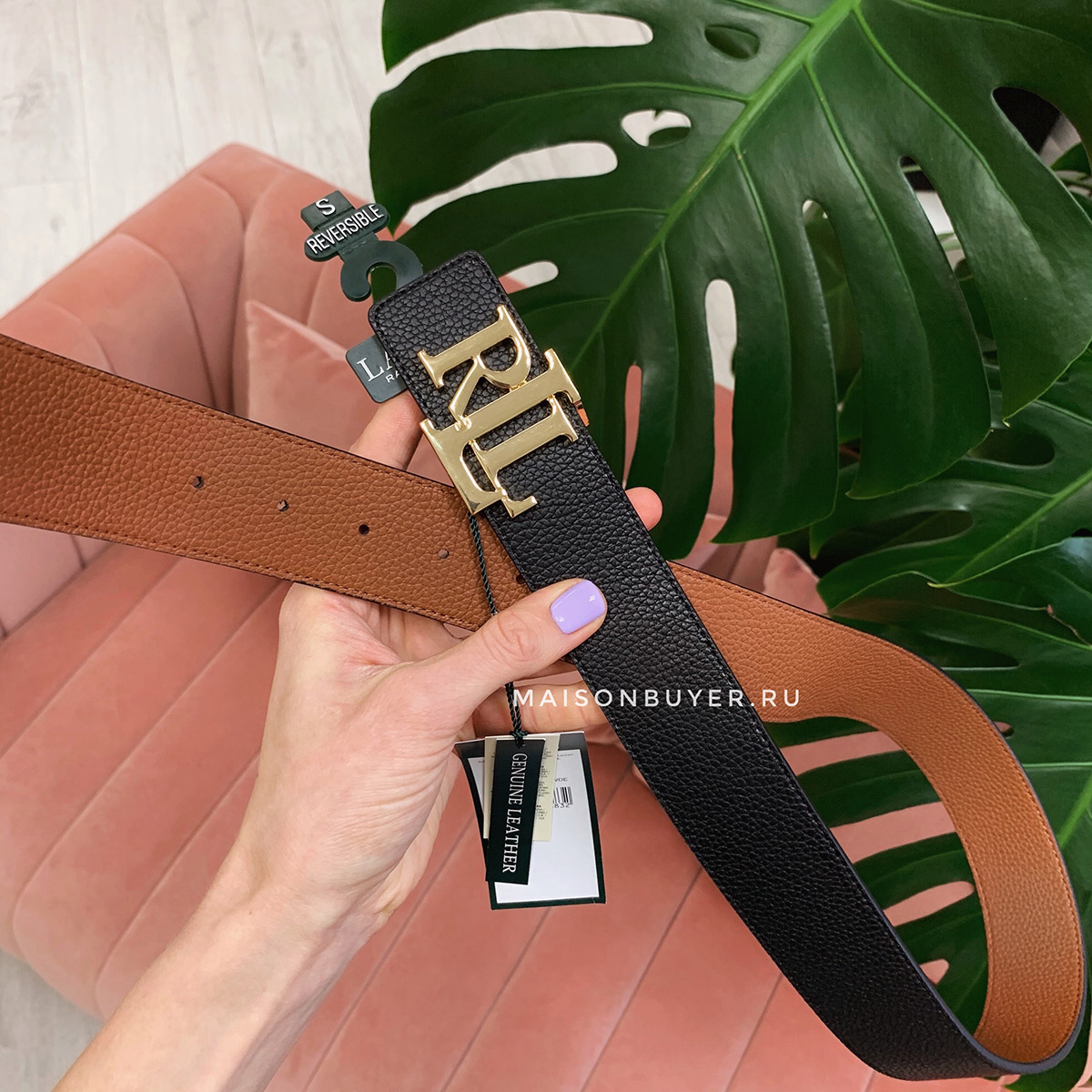 ремень LAUREN RALPH LAUREN двухсторонний 4 см черный + коричневый BL0011G