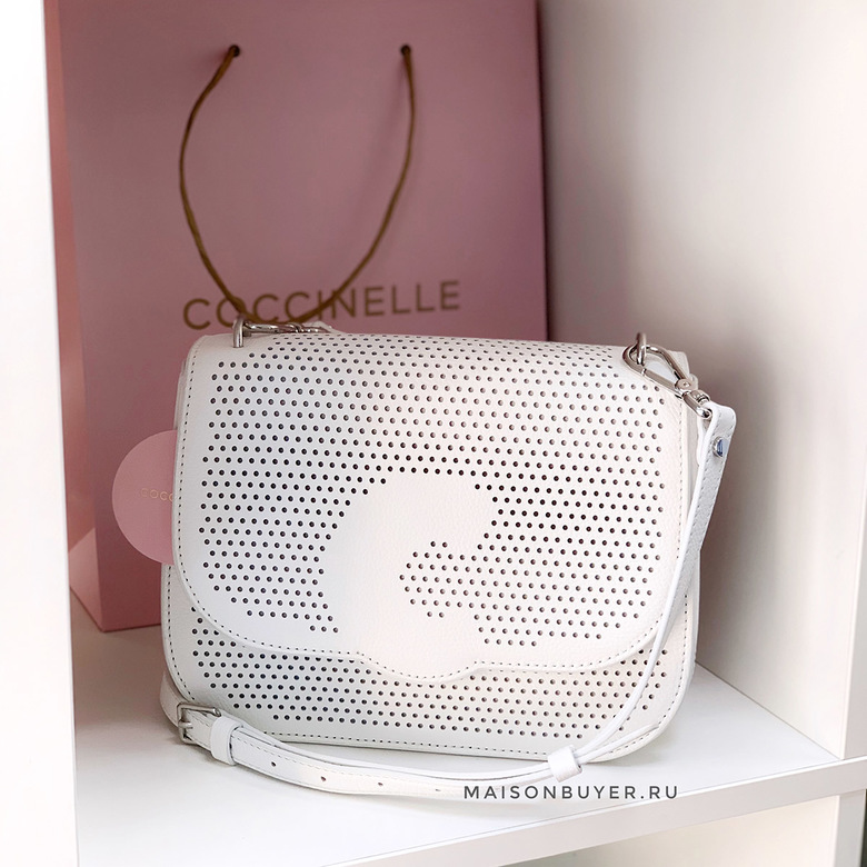 сумка COCCINELLE CRAQUANTE MICROFORO bag цвет white / белый HB0065S