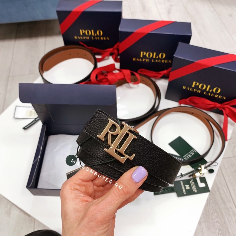 LAUREN RALPH LAUREN 3 CM BELT BLACK/LAUREN TAN