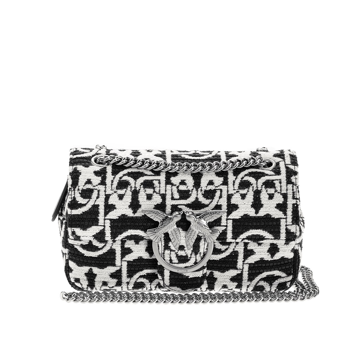 сумка Pinko MINI PUFF MONOGRAM JACQUARD AW20/21 цвет black white HBPUFF10S