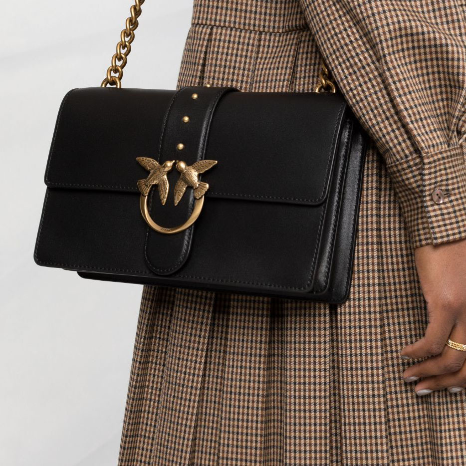 сумка PINKO CLASSIC LOVE BAG SIMPLY SS21 NERO LIMOUSINE ANTIQUE GOLD / черный HBSIMPLY09M