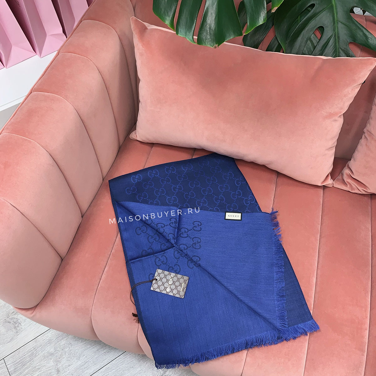 шаль Gucci шерсть с шелком 70 x 200 cobalt blue / ярко-синий  SH70x200.07