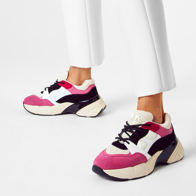 кроссовки Pinko Rubino bianco nero / черно-белые с розовым SH0023P