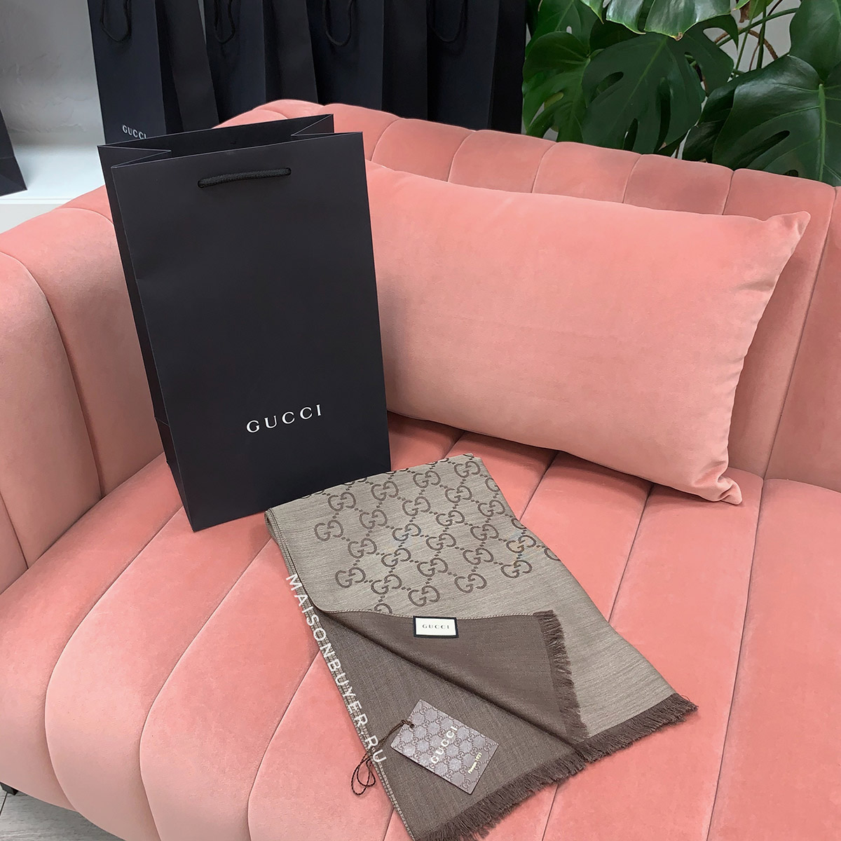 шаль Gucci шерсть с шелком 70 x 200 brown / коричневый SH70x200.08
