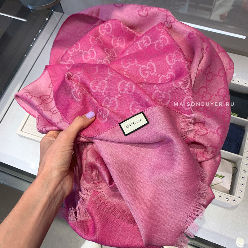 шаль Gucci шерсть с шелком 70 x 200 raspberry / малиновый SH70x200.10