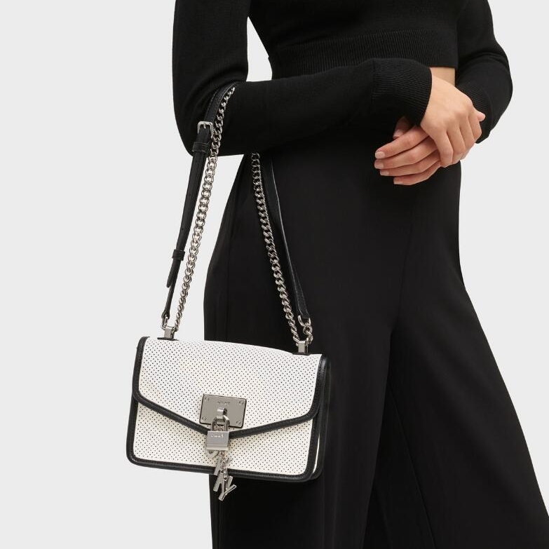 сумкаDKNY ELISSA SMALL PERFORATED SHOULDER BAG  цвет White/Black HBELISSA16S