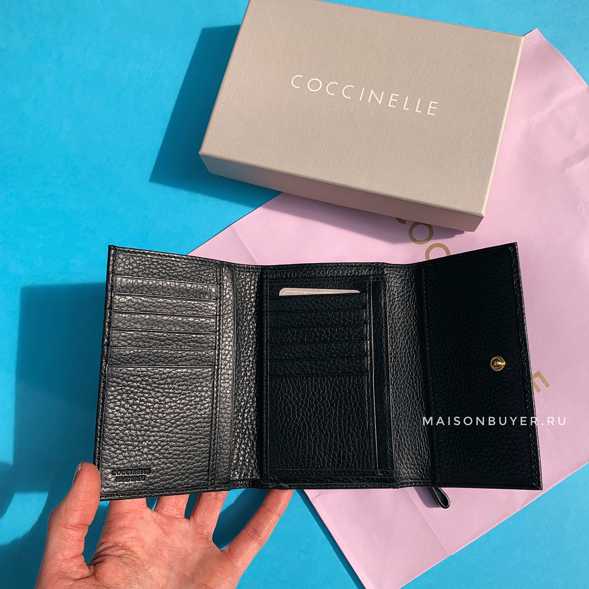 средний кошелек Coccinelle medium зерно цвет Saphere / синий сапфир WLCOCCIM02P