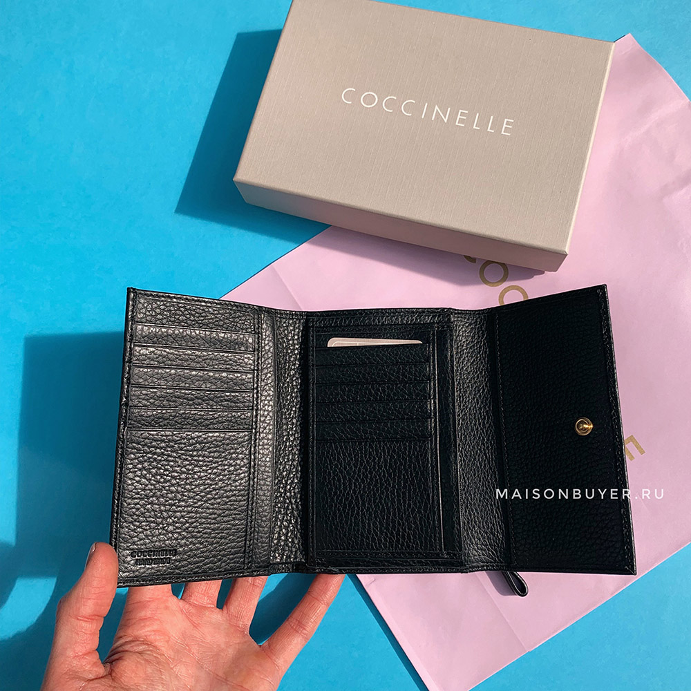 средний кошелек Coccinelle medium зерно цвет black / черный WLCOCCIM01P