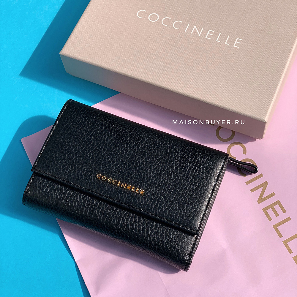 средний кошелек Coccinelle medium зерно цвет black / черный WLCOCCIM01P