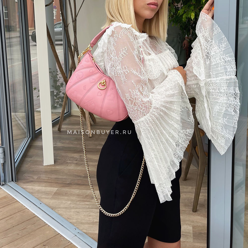 сумка PINKO MINI LOVELINK BAG HALF MOON цвет PINK - BLUSH / розовый HBLOVELINK01S