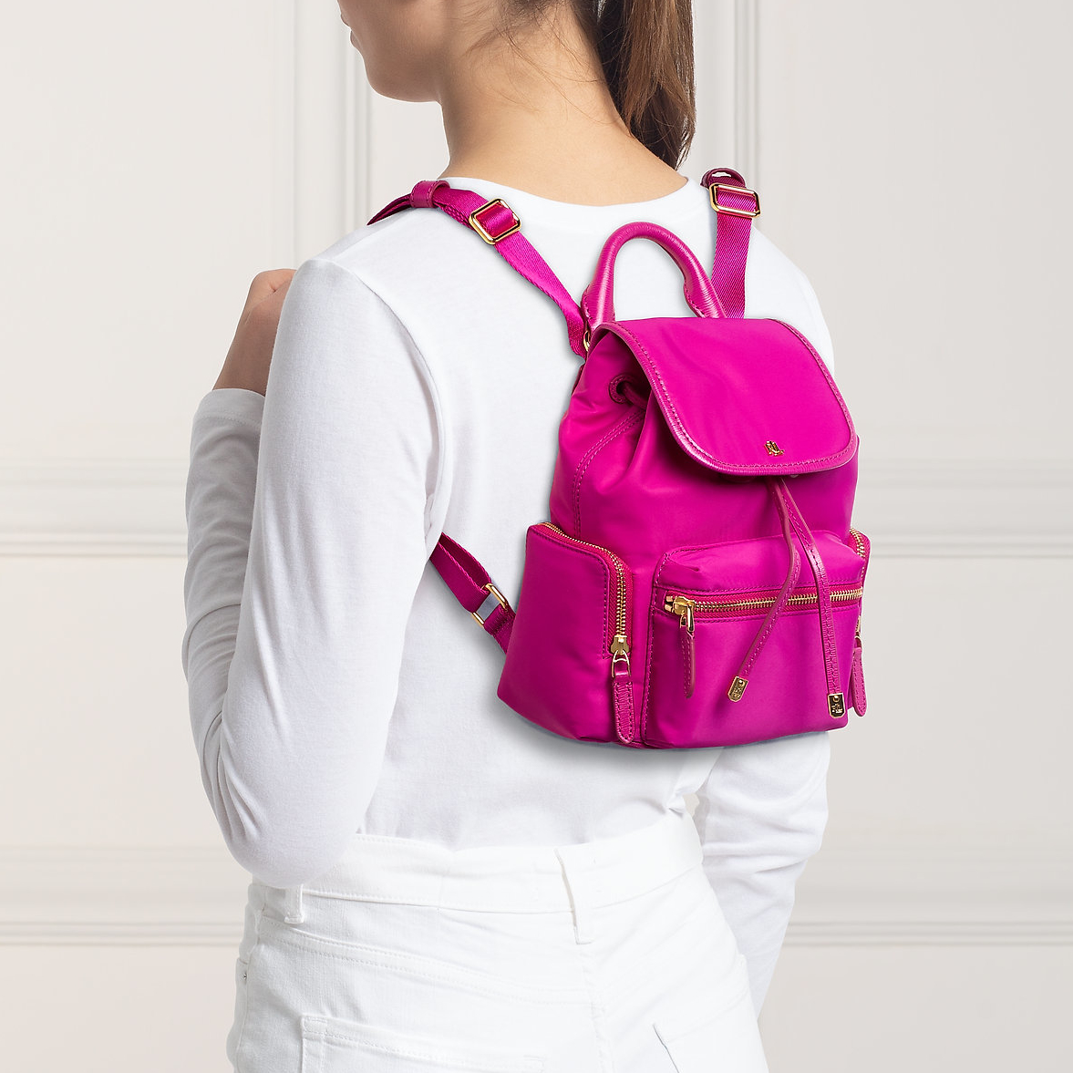 нейлоновый рюкзак Lauren Ralph Lauren Nylon Keely Small Backpack цвет Deep Fuchsia / розовый BPKeely02S
