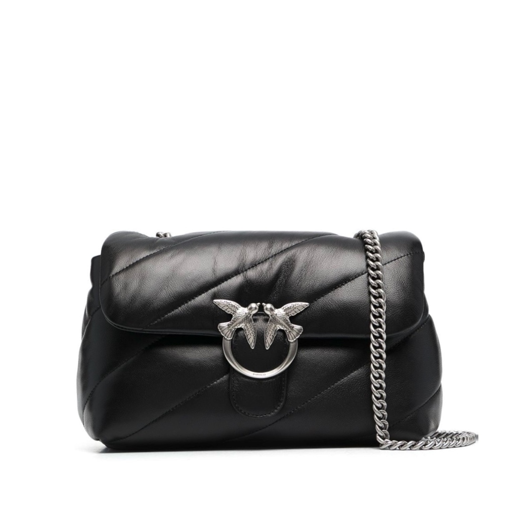 сумка PINKO PUFF CLASSIC SS21 цвет NERO LIMOUSINE SILVER / черный HBPUFFMQUILT04M