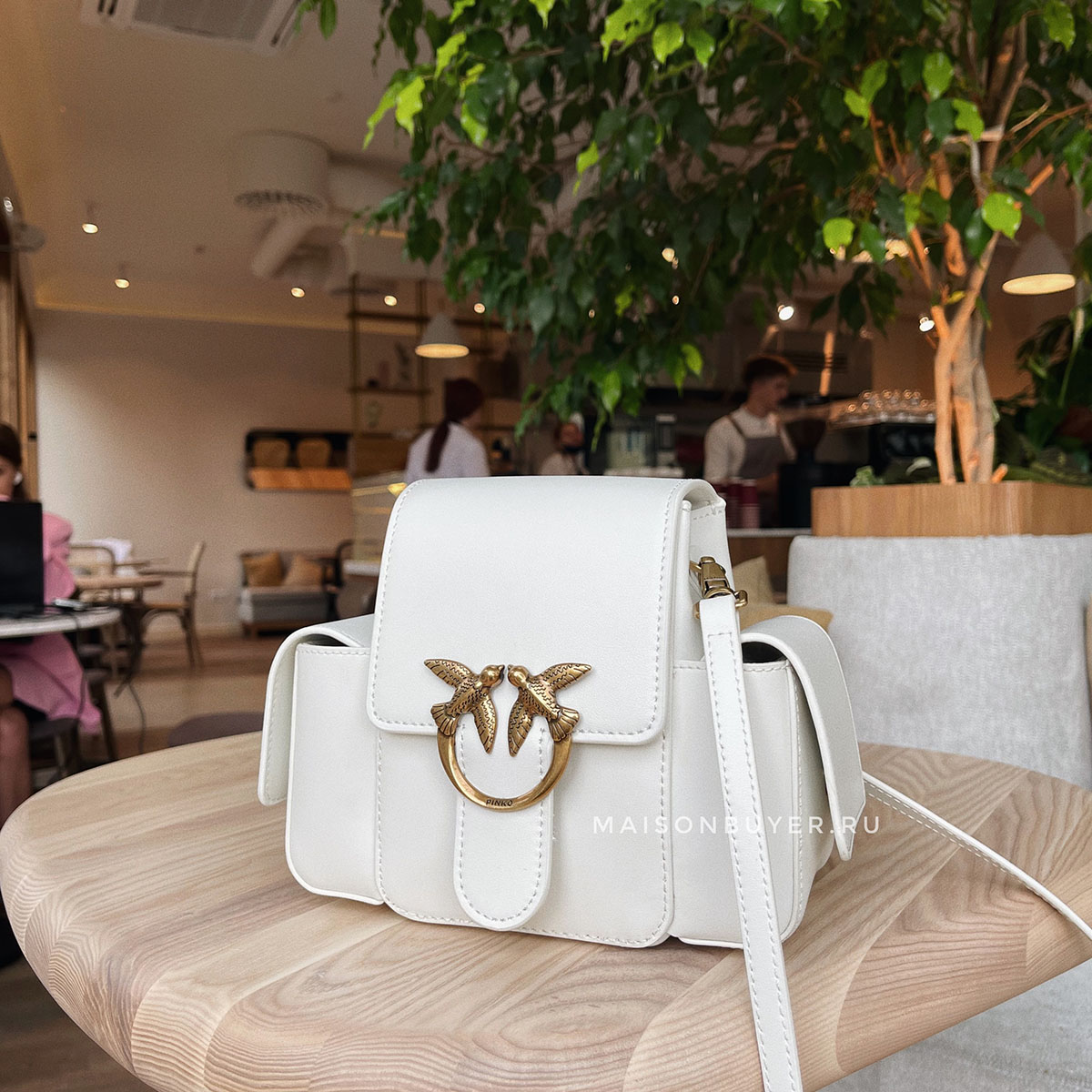 сумка PINKO LOVE SMART BAG SIMPLY SS21 цвет WHITE + WHITE ANTIQUE GOLD / белый HBSMART01