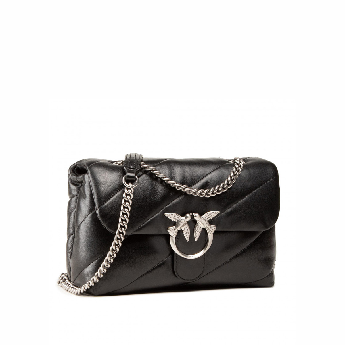 сумка PINKO PUFF CLASSIC SS21 цвет NERO LIMOUSINE SILVER / черный HBPUFFMQUILT04M