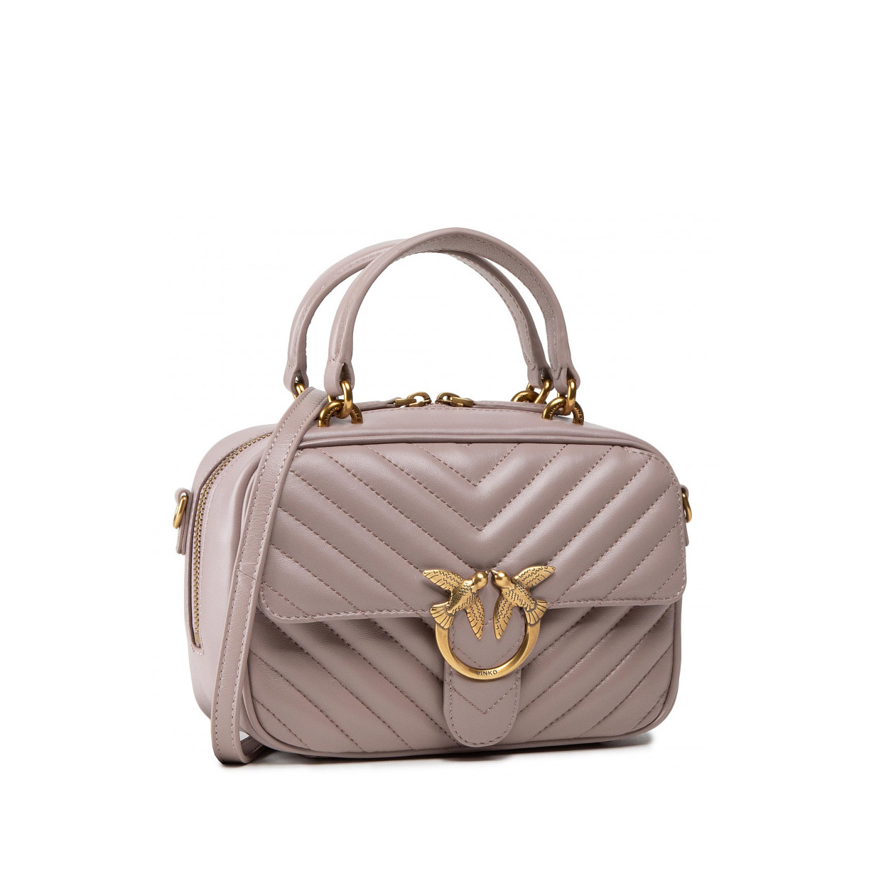 PINKO LOVE MINI SQUARE V QUILT SS21 CORTECCIA ANTIQUE GOLD  / ПЫЛЬНАЯ РОЗА HBASQUARE13S