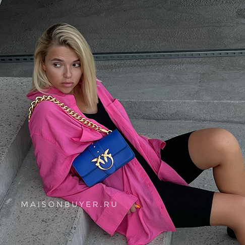 сумка PINKO LOVE MINI ICON MACRO CHAIN SS21 BLUETTE / синий электрик HBMACRO03S