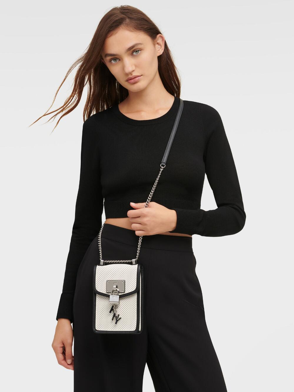 сумка DKNY ELISSA NORTH-SOUTH PERFORATED white / black HBELISSA13P