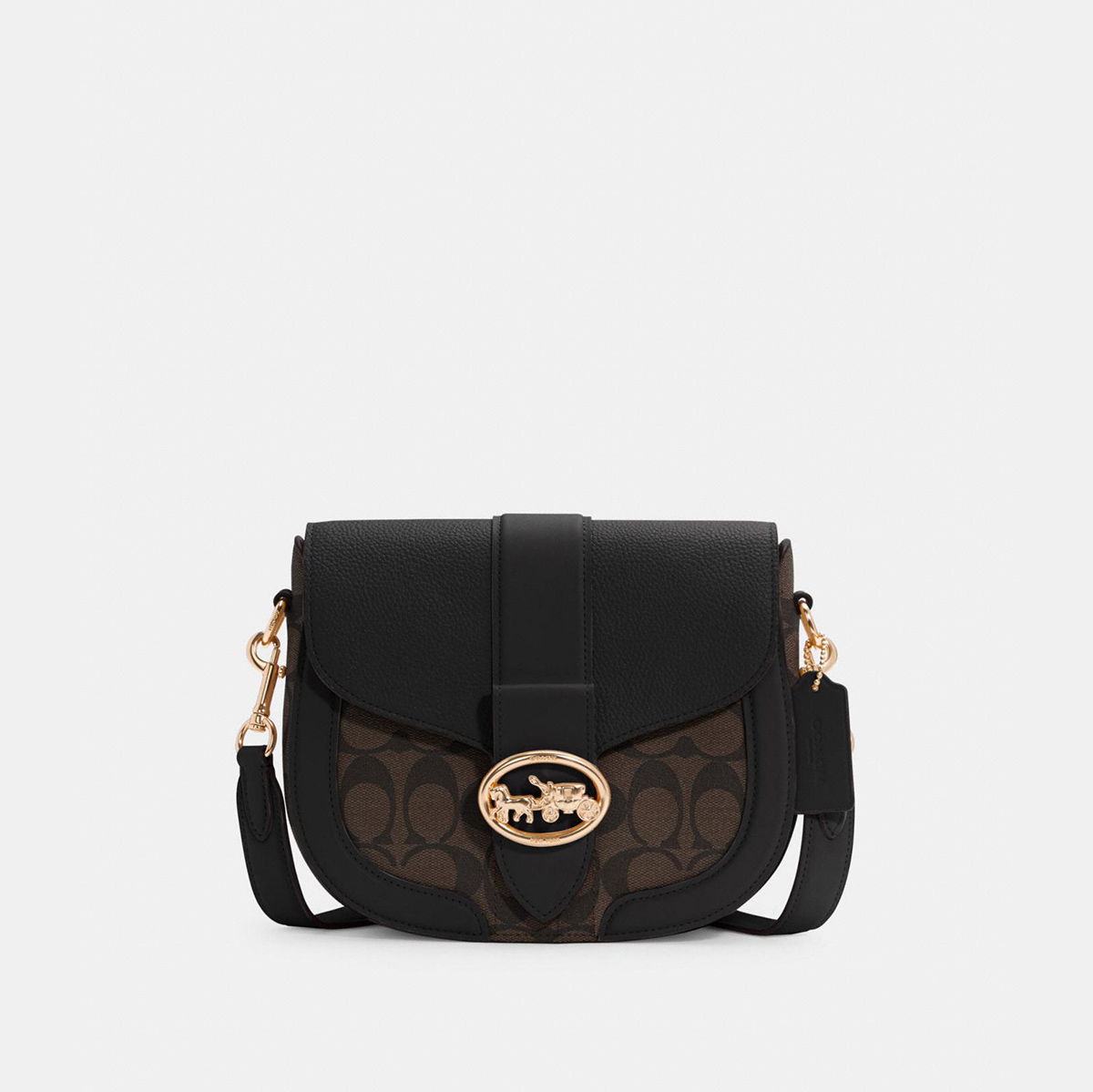 сумка COACH GEORGIE SADDLE BAG цвет Im/Brown Black / черный с лого HBGeorgie01