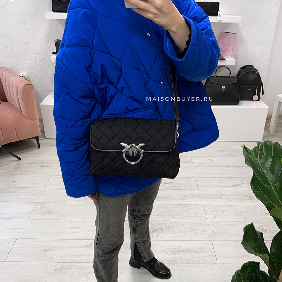 сумка PINKO CLASSIC PUFF RECYCLED NYLON SS’21 цвет NERO LIMOUSINE / черный HBPUFF37M