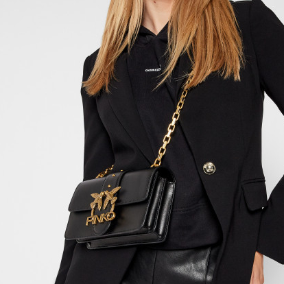 сумка PINKO MINI ICON SIMPLY SS21 цвет LIMOUSINE BLACK ANTIQUE GOLD / черный HBICONSIMPLY01S