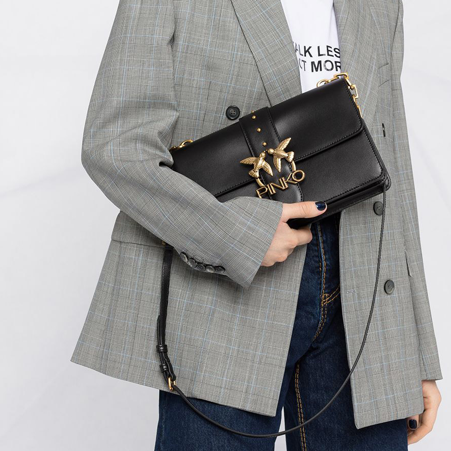 сумка PINKO CLASSIC ICON SIMPLY SS21 цвет LIMOUSINE BLACK ANTIQUE GOLD / черный HBICONSIMPLY01M