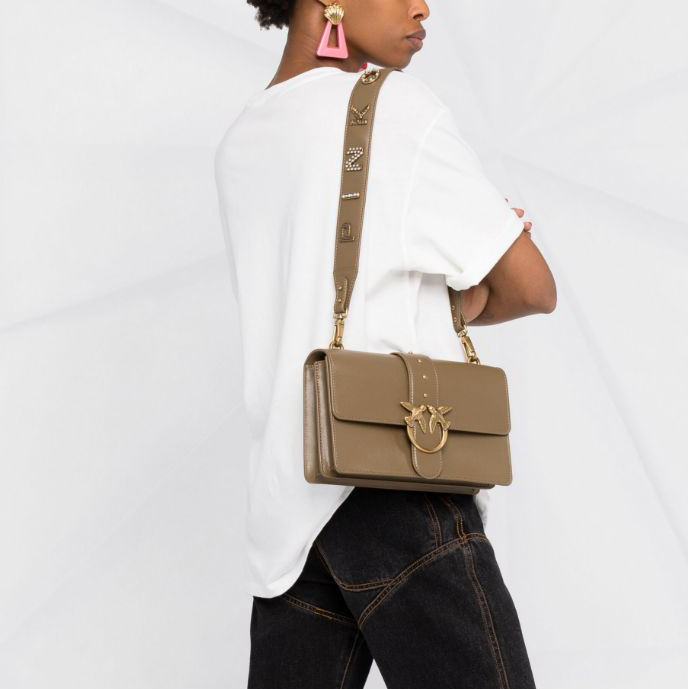 сумка PINKO CLASSIC ICON SIMPLY PINKO TI AMO AW21/22 цвет ASHEN WALNUT / хаки MBICON07M