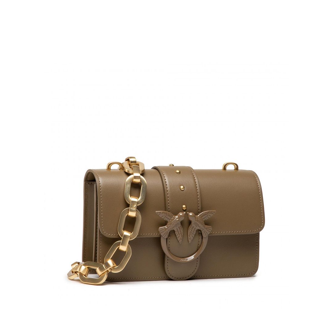 сумка PINKO MINI LOVE BAG ICON MAXI CHAIN AW21/22 цвет ASHEN WALNUT / Хаки HBMAXICHAIN01S