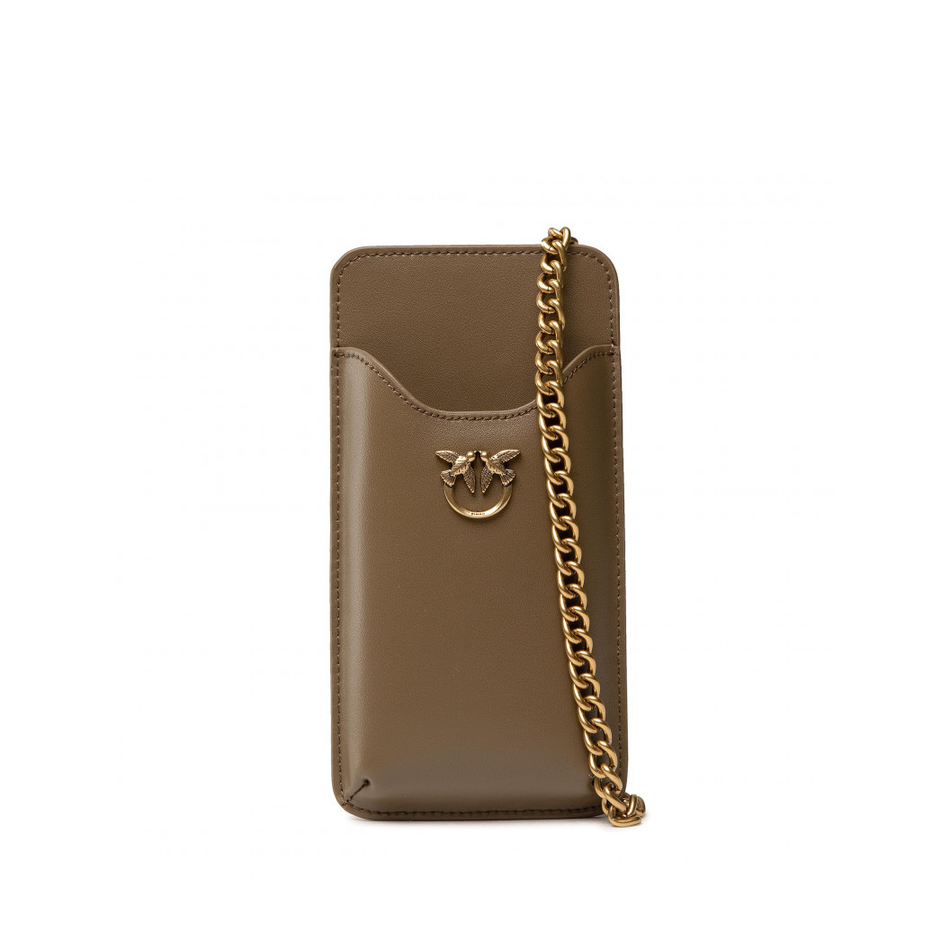 чехол для телефона PINKO LEATHER SMARTPHONE HOLDER AW21/22 цвет ASHEN WALNUT / Хаки PINKOPHONE02