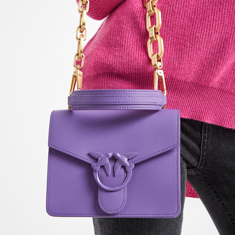 сумка PINKO MINI LOVE BAG TOP HANDLE MAXI CHAIN AW21/22 цвет LILAC - BLACKBERRY / фиолетовый TOPHCHAIN02