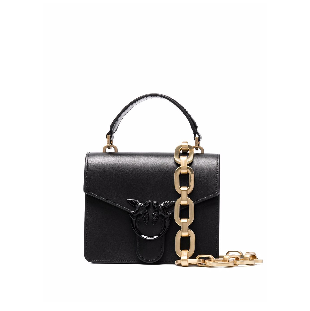 сумка PINKO MINI LOVE BAG TOP HANDLE MAXI CHAIN AW21/22 цвет NERO LIMOUSINE / BLACK / Черный