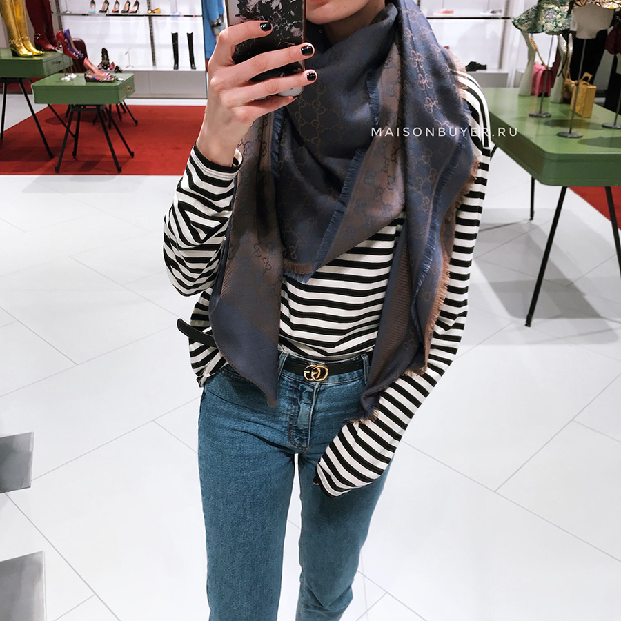 шаль GUCCI WOOL + SILK 140х140 navy bronze SH140x140.07