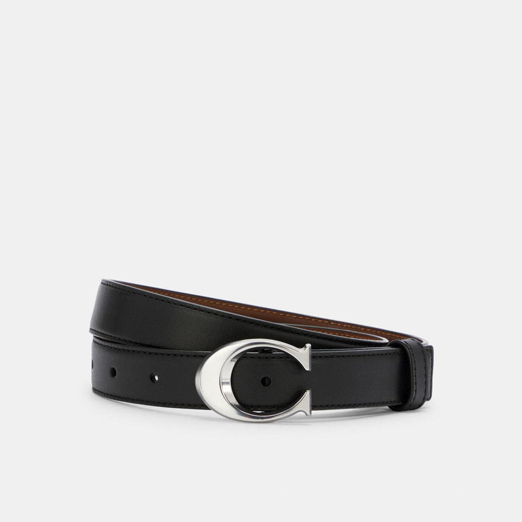ремень COACH 25mm цвет Black + Silver / Черный BLCOACH01S