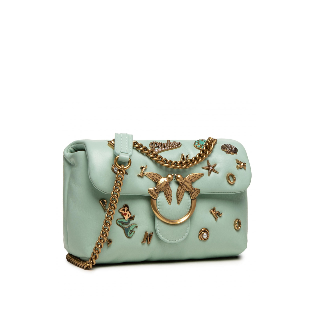 сумка PINKO LOVE MINI PUFF SUMMER PINS MARE SS’21 цвет SAGE GREEN / VERDE SALVIA / мятный HBPUFF33S