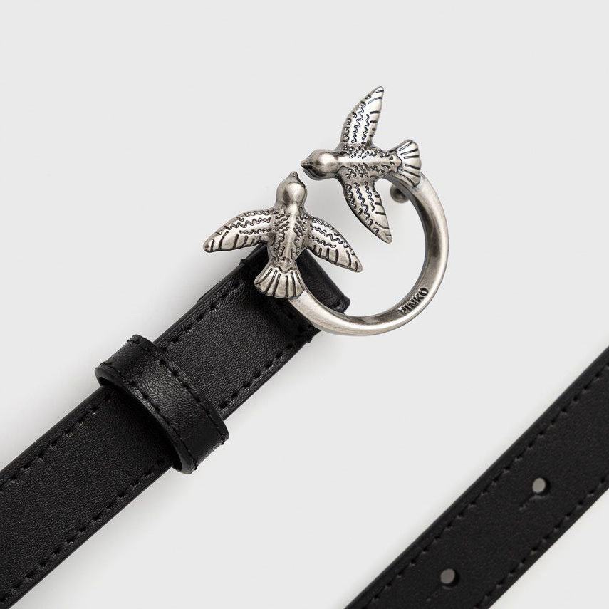 ремень PINKO LOVE BIRDS 2 cm LIMOUSINE BLACK SILVER / Черный BLLOVEBIRDS072CM