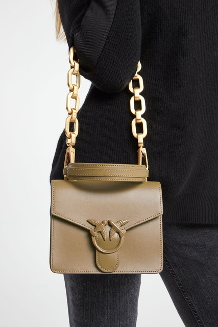сумка PINKO MINI LOVE BAG TOP HANDLE MAXI CHAIN AW21/22 цвет OLIVE TOPHCHAIN12