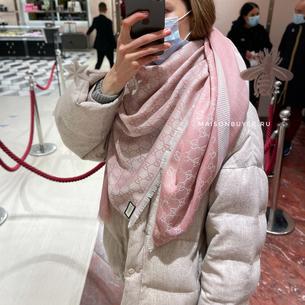 шаль GUCCI WOOL + SILK 140х140  dusty rose SH140x140.08