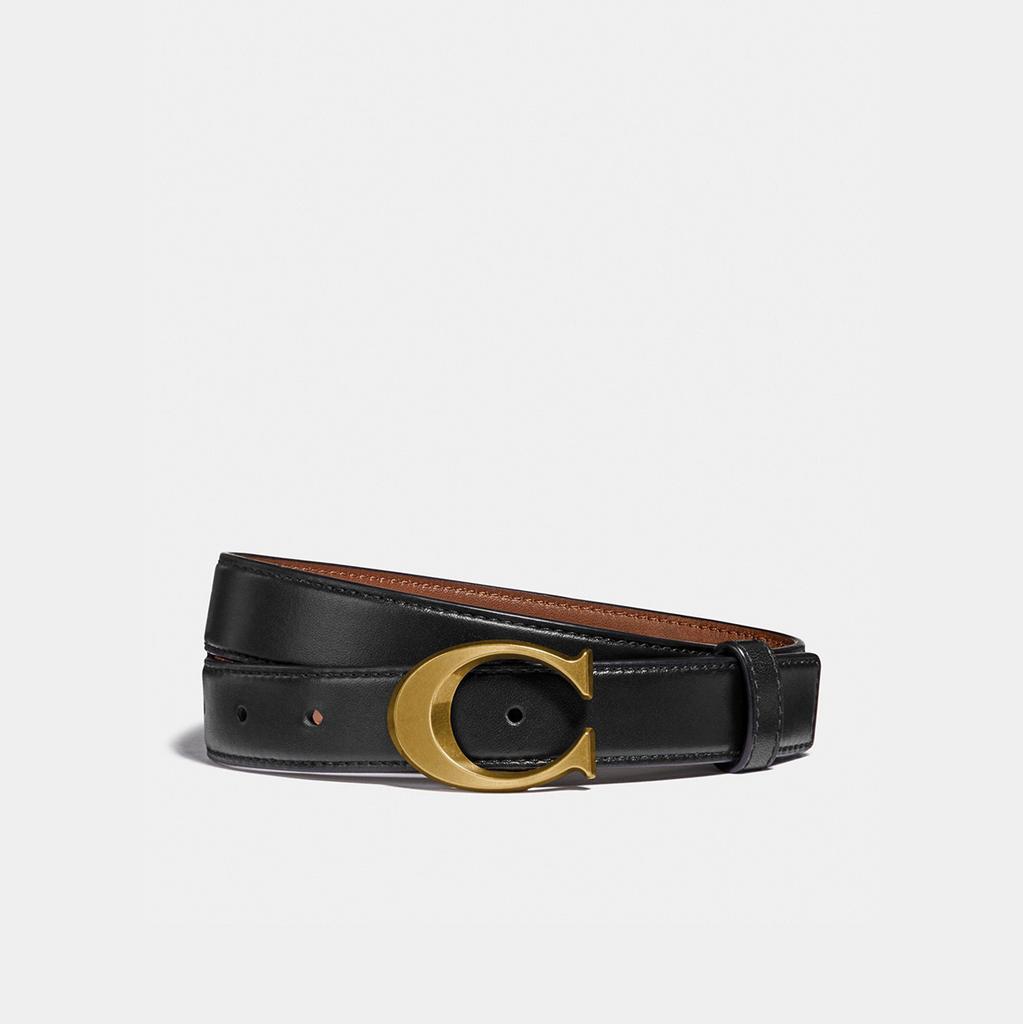 ремень COACH 25mm цвет Black + Antique gold / Черный BLCOACH04S
