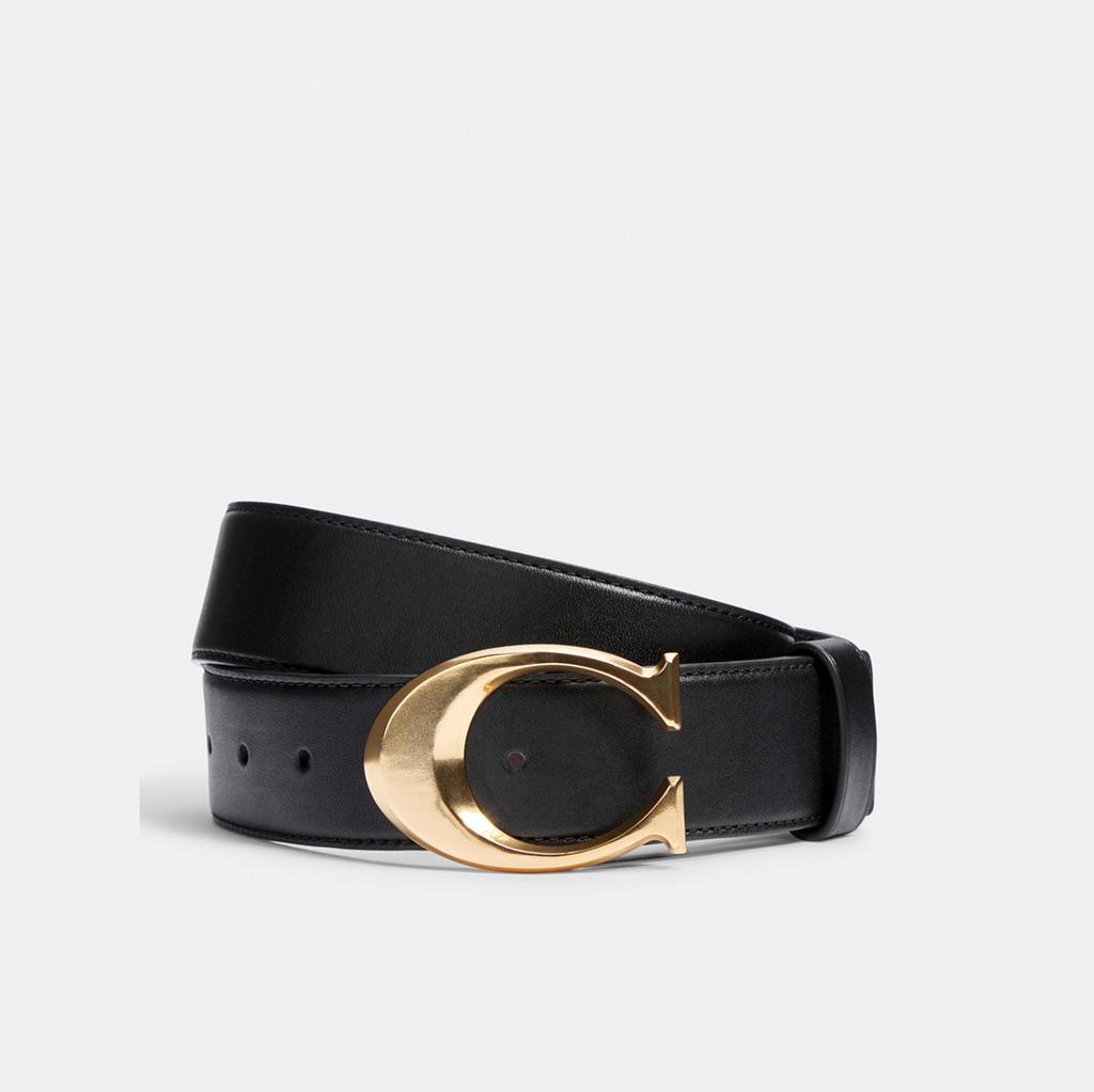 ремень COACH 38mm цвет Black + Gold / Черный BLCOACH08S