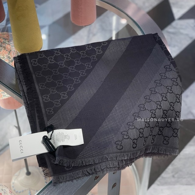 шаль GUCCI WOOL + SILK 140х140 anthrazit / темно-серый