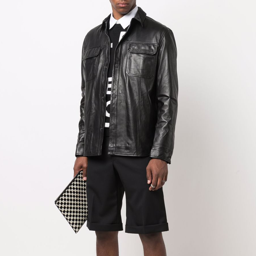 кожаная рубашка KARL LAGERFELD SHIRTJACKET black KR0548